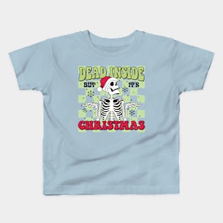 "Dead Inside But It's Christmas" Funny Skeleton Kids T-Shirt